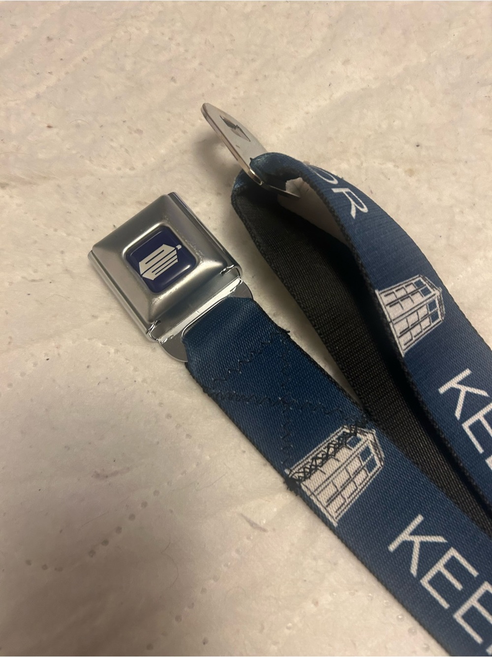 Buckle-Down Navy Blue Belt Strap seat belt fastener with White Logo